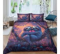 Cute sloths huggingcopripiumino microfibra 3 pezzi motivo 3D con cerniera Fantasy art style Set Di Copripiumino con federe per cuscini soffice for bambini e adolescenti Single（140x200cm）