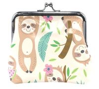 Cute Sloths - Portafoglio da donna in pelle con chiusura a bacio, per ragazze, carino pigro beige, UNITALLA Classic, carino pigro beige, UNITALLA Classic, Carino Pigro Beige, Taglia unica, Classic