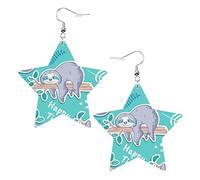 Cute Sloths2 Orecchini in pelle a forma di stella Donne Ragazze Orecchini pendenti semplici Regali per lei