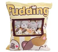 Cute Snack Pillow Stuffed Animal Toys Pudding Decorative Removable Kitty Cat Dolls Creative Toy Gifts