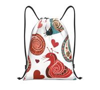 Cute Snail Titolo: Borsone leggero con coulisse - Sacca da palestra pieghevole impermeabile con tracolla regolabile, ideale per sport, yoga, viaggi e scuola, Nero , M