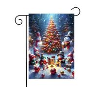 Cute Snowman Playing The Guitar Winter Christmas Tree Jingle Bells Bandiere Resistente Alle Intemperie Bandiera Colore Vivido Bandiera Da Giardino Per Balcone Prato Cortile 30X45Cm
