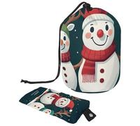 Cute Snowmen Have Fun in Winter Holidays 2_13 - Trousse per cosmetici con coulisse, organizer multifunzione per trucchi e articoli da toeletta, Multicolore 05, 9.9x6.9in/25.2x17.6cm;6x3.5in/15.2x8.8cm