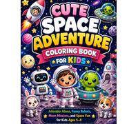 Cute Space Adventure Coloring Book: Adorable Aliens, Funny Robots, Moon Missions, and Space Fun for Kids Ages 5-8
