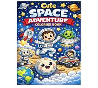 Cute Space Adventure Coloring Book for Kids Ages 3-7