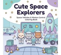 Cute Space Explorers: Space Vehicles & Mission Control Coloring Book: Big Mission Scenes with Rockets, Rovers & Docking Bays + Fun Challenges for Kids Ages 5-8