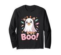 Cute Spooky Funny Halloween Giraffe Ghost Boo Maglia a Manica