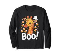 Cute Spooky Funny Halloween Giraffe Ghost Boo Maglia a Manica