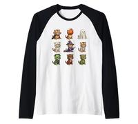 Cute Spooky Tiger Halloween Party Uomini Donne Bambini Maglia con Maniche Raglan