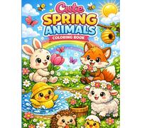 Cute Spring Animals Coloring Book: Adorable Baby Animals, Flowers and Fun Spring Scenes for Kids Ages 4-6