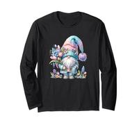 Cute Spring GNOME for Women with Hello Spring Tulip Flowers Maglia a Manica