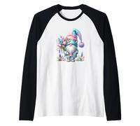 Cute Spring GNOME for Women with Hello Spring Tulip Flowers Maglia con Maniche Raglan