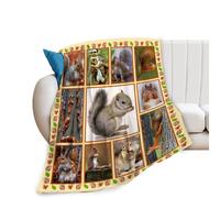 Cute Squirrel Blanket Squirrel Decor Throw Blanket Super Warm Soft Plush Lightweight Fleece Flannel Animals Blanket Squirrels Gifts for Wome