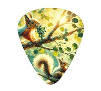 Cute-Squirrel-On-Tree - Confezione da 12 plettri per chitarra con 3 spessori e scatola portaoggetti, plettri in ABS per basso elettrico