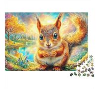 Cute Squirrel with Big Eyes by Lake Puzzle Da 1000 Pezzi Adorable Squirrel Puzzle Classici Per Bambini E Adulti 38x26cm/1000pcs
