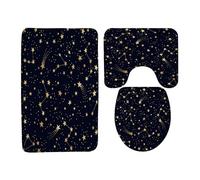 Cute Star Glitter Starry Sky Astrology Planet Cosmic Constellation Set Di Tappeti Da Bagno 3 Pezzi Lavabile Zerbino Morbida Tappetino Contorno Wc Per Doccia La Casa Toeletta
