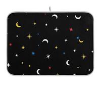 Cute Stars Moos - Tappetino scolapiatti reversibile, assorbente, 45,7 x 61 cm, colore: nero