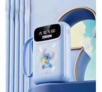 Cute Sti-tch - Power Bank da 10000 mAh con cavi integrati, design con ananas tropicale, display digitale a LED, ricarica rapida multi-porta, torcia a LED, compatibile con dispositivi di tipo C, micro