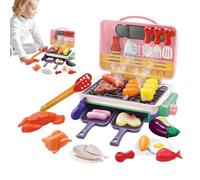 CUTE STONE Barbecue Play Set - 2 Tier Grill Toy With Food