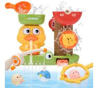 CUTE STONE Giocattoli da bagno per bambini, anatre e leoni, gioco di pesca, giocattoli galleggianti senza fori, gioco di rete da pesca d'anatra, regali per ragazzi e ragazze