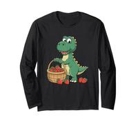 Cute Strawberry Fruit Dinosaur Lover Graphic Dino Themed Maglia a Manica