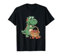 Cute Strawberry Fruit Dinosaur Lover Graphic Dino Themed Maglietta