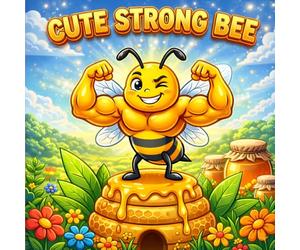Cute Strong Bee: Kawaii Coloring book for Kids 50 image Easy, Bold, and Adorable Designs for children Ages 4-9.