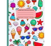 Cute Summer Icons Pattern Composition Notebook: 120-Page Lined Journal with Fun Summer Aesthetic Cover Design