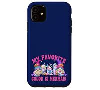 Cute Summer Latte Gnome Graphic My Favorite Color Is Mermaid Custodia per iPhone 11