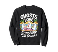 Cute Summerween Ghost Funny Beach Halloween Felpa