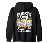 Cute Summerween Ghost Funny Beach Halloween Felpa con Cappuccio
