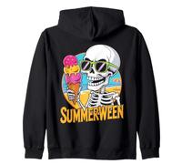 Cute Summerween Ghost Funny Beach Halloween Felpa con Cappuccio