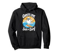 Cute Summerween Ghost Funny Beach Halloween Felpa con Cappuccio