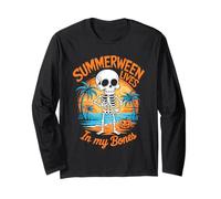 Cute Summerween Ghost Funny Beach Halloween Maglia a Manica