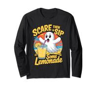 Cute Summerween Ghost Funny Beach Halloween Maglia a Manica