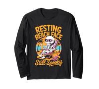 Cute Summerween Ghost Funny Beach Halloween Maglia a Manica