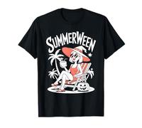 Cute Summerween Ghost Funny Beach Halloween Maglietta