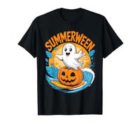 Cute Summerween Ghost Funny Beach Halloween Maglietta