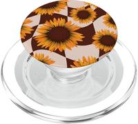 Cute Sunflower Floral Brown Checker Gardener Country Summer PopSockets PopGrip per MagSafe