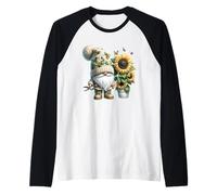 Cute Sunflower Gnome For Gardening Mom And Garden Grandpa Maglia con Maniche Raglan
