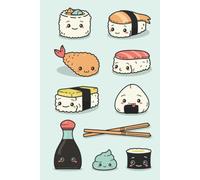 Cute Sushi Japan Eki stamp collection book Notebook 6x9 100 Plain Pages With A Small Section To Add Details Notepad Journal Diary Pad Scrapbooking