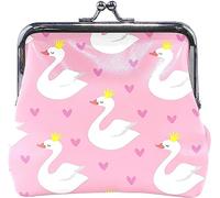 Cute Swan Princess With Crown Pouch Small Wallet - Portafogli per portamonete con cambio Kiss-lock per donna ragazza