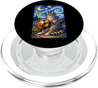 Cute Tabby Cat Playing Guitar Whimsical Art Music Camping PopSockets PopGrip per MagSafe