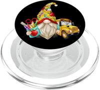 Cute Teacher Gnome With Big Yellow Bus For School Bus Driver PopSockets PopGrip per MagSafe