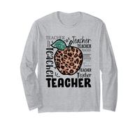 Cute Teacher Leopard Apple for Women & New Preschool Teacher Maglia a Manica
