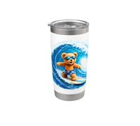 Cute Teddy Bear Cavalcando le Onde Tavola Surf Forme Mania Bicchiere termico in acciaio inox doppia parete