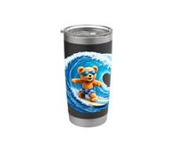 Cute Teddy Bear Cavalcando le Onde Tavola Surf Forme Mania Bicchiere termico in acciaio inox doppia parete