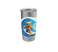 Cute Teddy Bear Cavalcando le Onde Tavola Surf Forme Mania Bicchiere termico in acciaio inox doppia parete