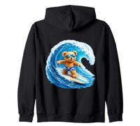 Cute Teddy Bear Cavalcando Le Onde Tavola Surf Forme Mania Felpa con Cappuccio