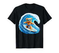 Cute Teddy Bear Cavalcando Le Onde Tavola Surf Forme Mania Maglietta
